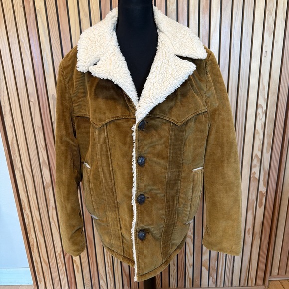 Vintage 70s Montgomery Ward Sherpa Corduroy Ranch Jacket Men's S